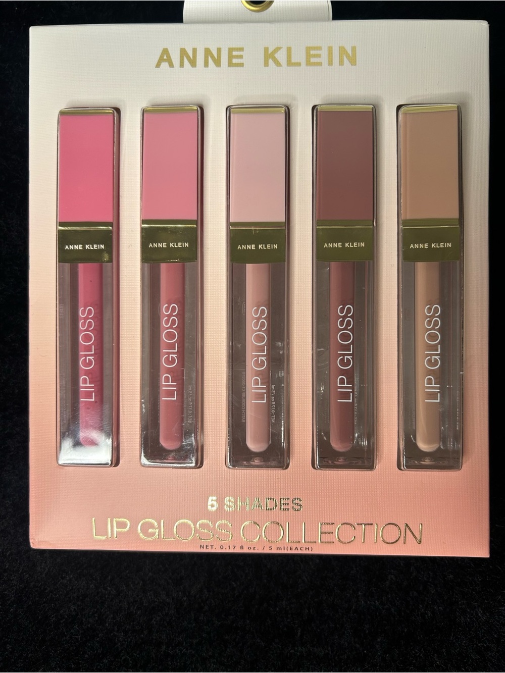 Anne Klein 5-Piece Lip Gloss Set โ Pink, Mauve & Nude Tones